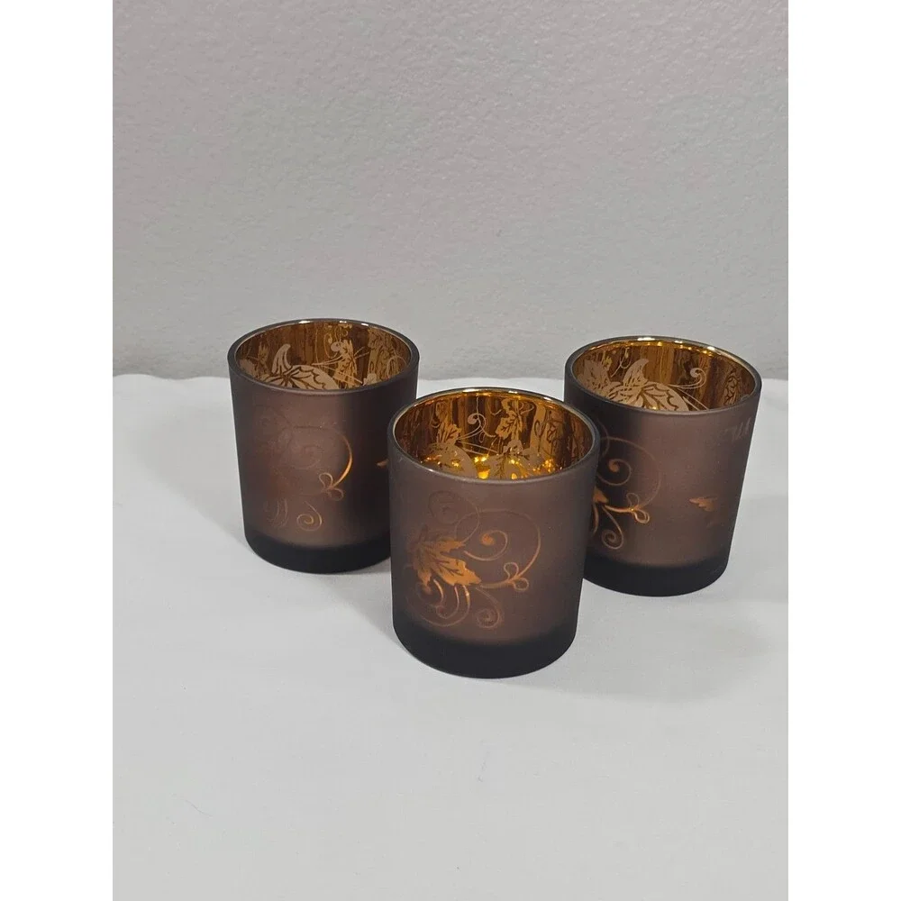 Yankee Candle Flickering Pumpkin Orange Votive/Tealight Glass Holder Fall Decor